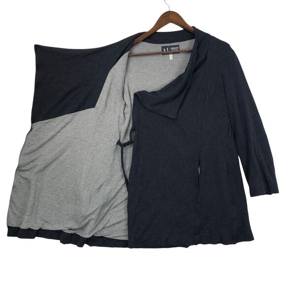 Vintage Armani Jeans Women's Wrap Cardigan XL Black/Gray Open Front - XL - Picture 5 of 14